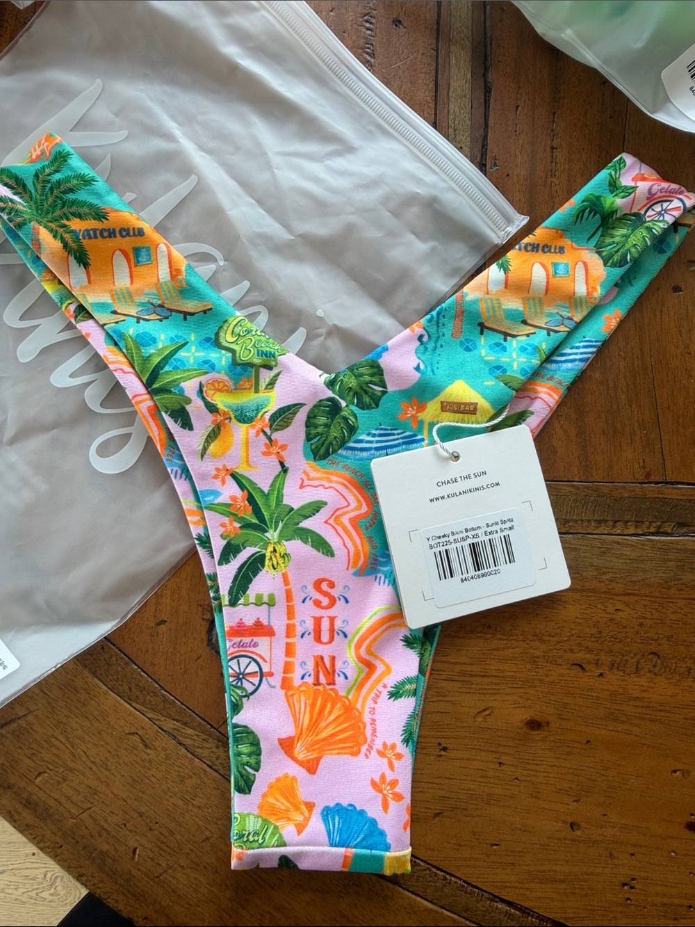 Kulani Kinis XS thong Sunlit Spritz Cheeky Bikini Bottom -  Tropical